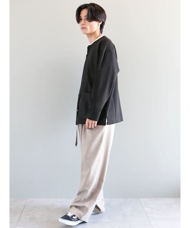 CRAFT STANDARD BOUTIQUE 強撚ポンチラウンドヘムカーディガン Black