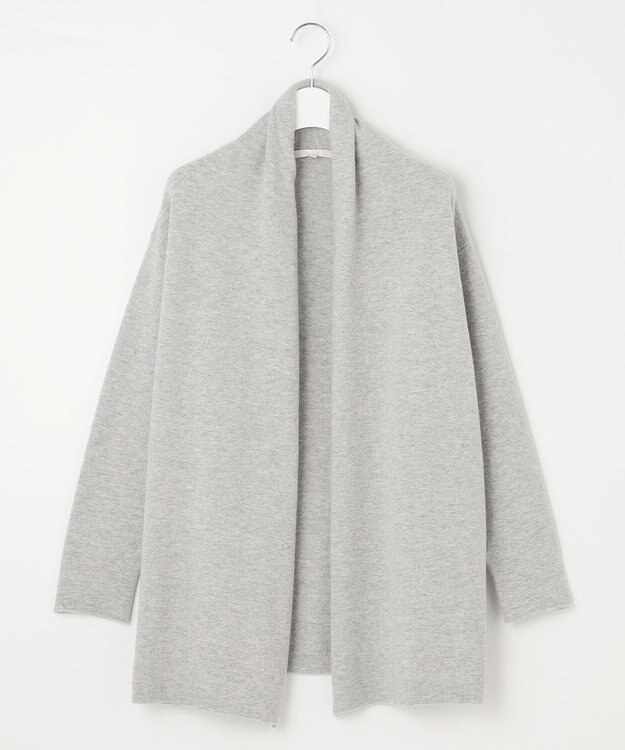 自由区 【洗える】ソフトウールハイゲージ カーディガン グレーメランジ