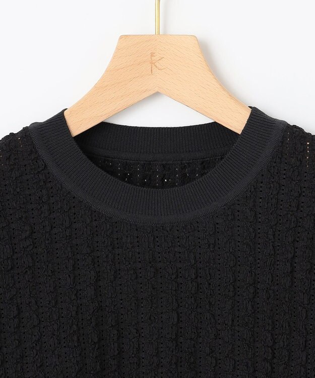 組曲 S レーシージャージーニットライク カットソー ブラック系