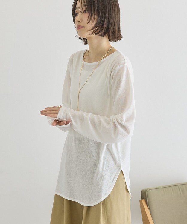 AMERICAN HOLIC ラウンドカットシアープルオーバー Off White