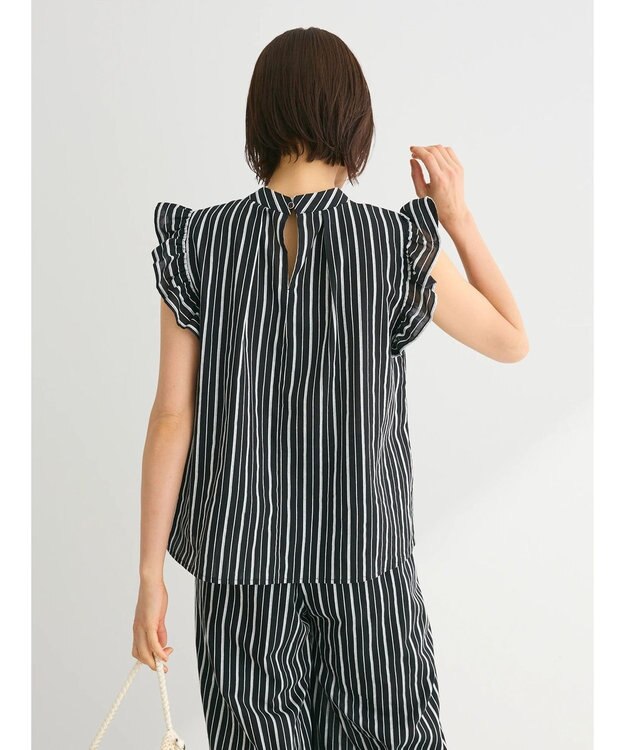 Green Parks ・ＥＬＥＮＣＡＲＥ　ＤＵＥ　ストライプフリルブラウス Black