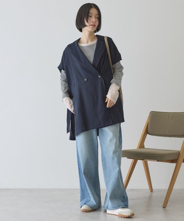 AMERICAN HOLIC 【花粉防止加工】サイドスリットベスト Dark Navy