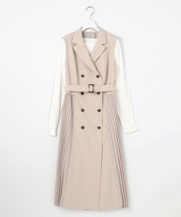 ANY SIS L 【2SET】プリーツコンビトレンチワンピース セット ベージュ