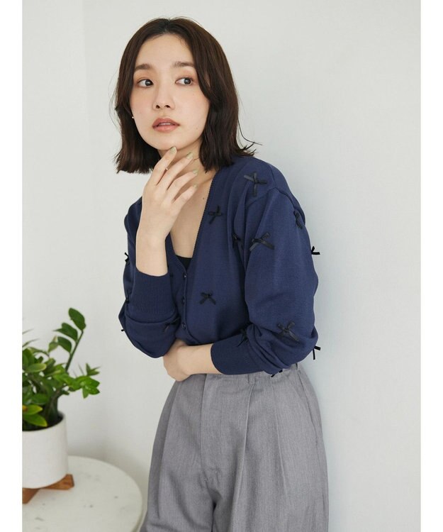 Green Parks ・ＡＮＤ　ＳＥＡＲＣＨ　メニーリボンカーディガン Navy
