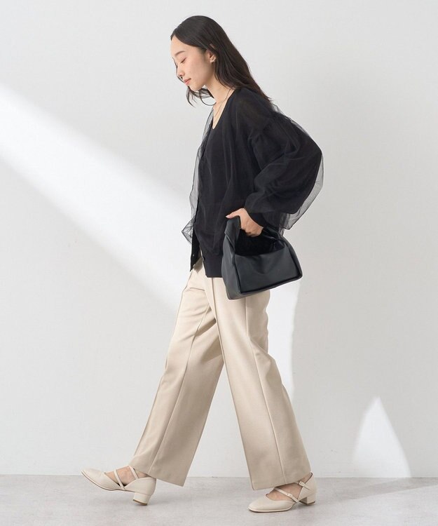 earth music&ecology チュールレイヤードカーディガン Black