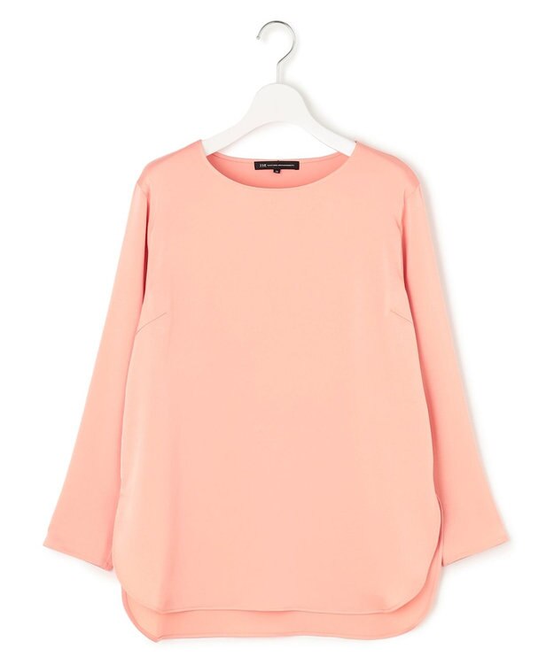 23区 L 【洗える】サテン ロングスリーブ Tシャツ ライトオレンジ系