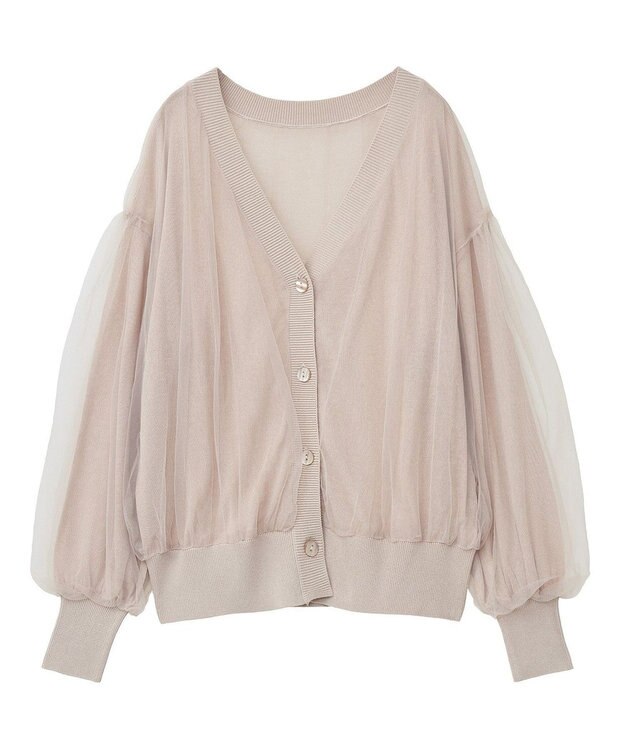 earth music&ecology チュールレイヤードカーディガン Beige