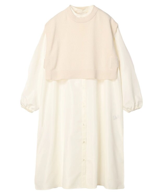 Green Parks ＳＥＴ２点　ニットベスト＋シャツワンピース Off White