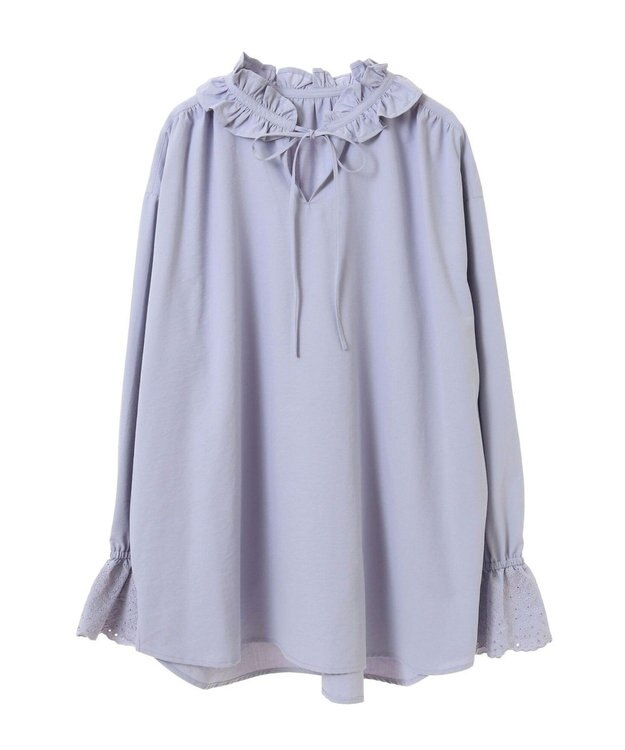 CRAFT STANDARD BOUTIQUE デシンフリル刺繍スリーブブラウス Purple
