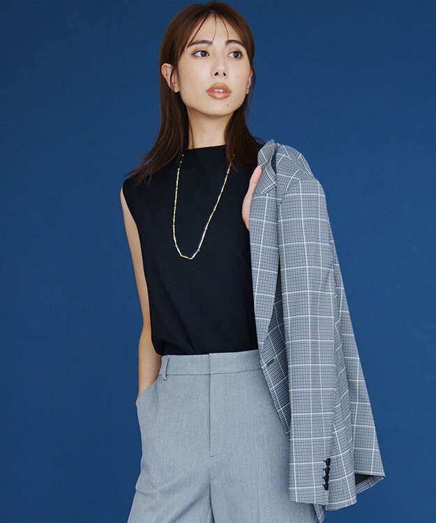 23区 S 【洗える】ヴィスコースストレッチ ノースリーブ プルオーバー ブラック系