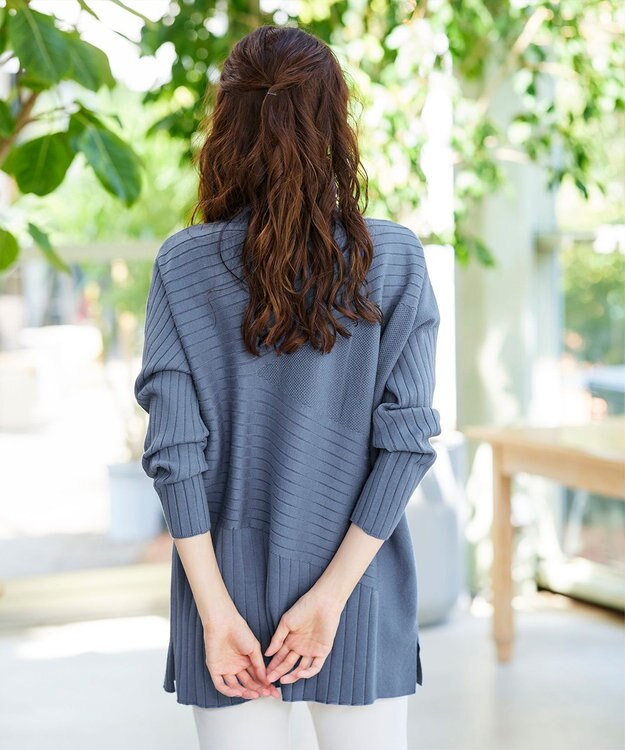 Tiaclasse 【新色追加・洗える】ランダムリブ編みドルマンニットチュニック ブルー