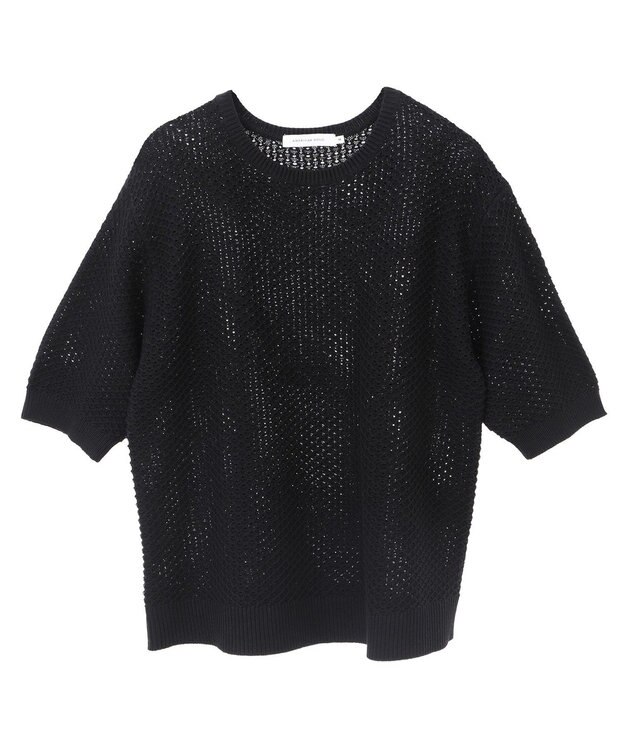 AMERICAN HOLIC 透かし編み半袖ニットプルオーバー Black