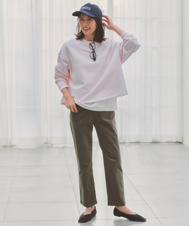 UNFILO ストレッチコーデュロイ スリムパンツ カーキ