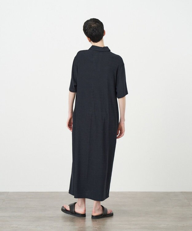 ATON MICRO COTTON PILE | ポロドレス NAVY