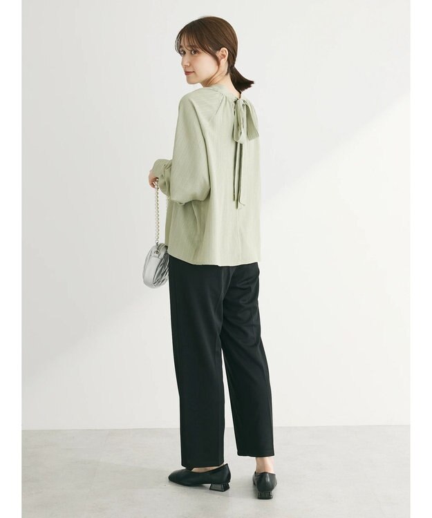 Green Parks らくスレストレートパンツ Black