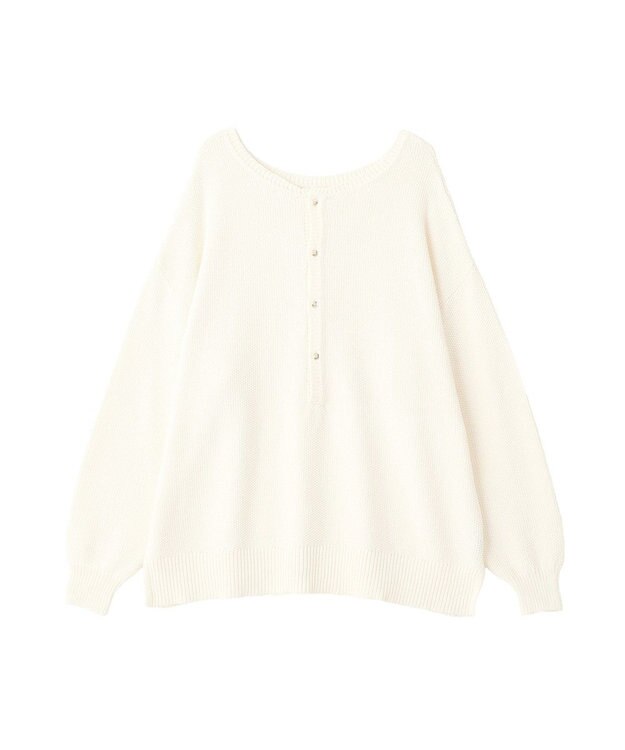 YECCA VECCA 2wayヘンリーネックルーズニット Ivory
