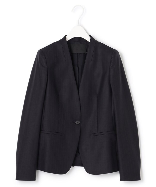 ICB L 【新色追加・セットアップ対応】Bahariye ノーカラージャケット ネイビーストライプ系