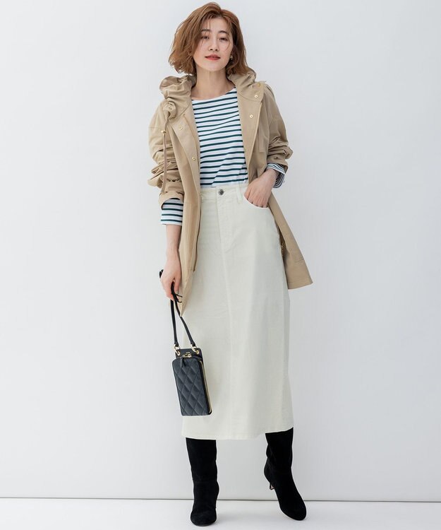 23区 S 【洗える/撥水加工】ブライトウェザークロス フーテッド アウター ベージュ系