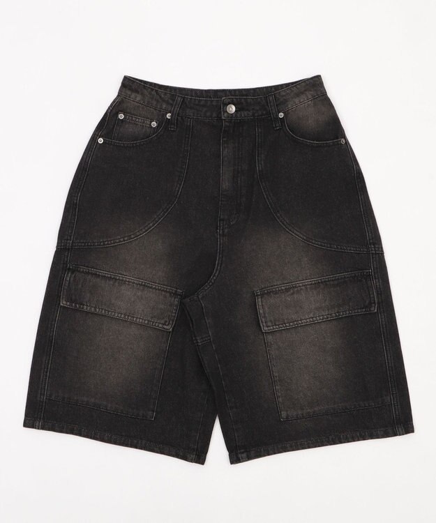 WEGO スウィッチングデニムカーゴショーツ デニムブラックソノタ