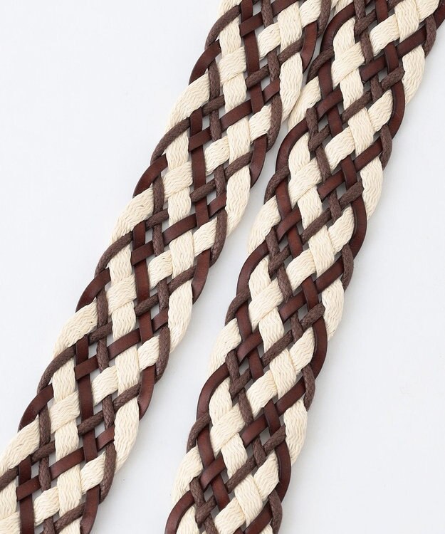 JOSEPH ABBOUD 【イタリア素材/日本製】レザーミックスブレイド ベルト キャメル系