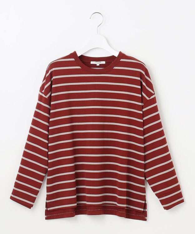 23区 【SLOW/一部店舗限定】2WAYデザイン TEE レッドxグレーボーダー