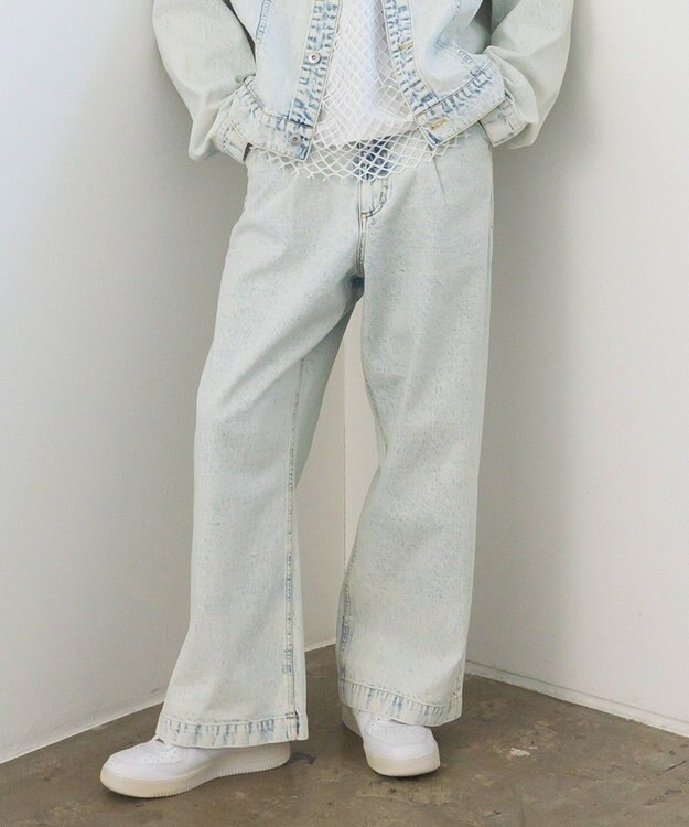 CRAFT STANDARD BOUTIQUE ハイブリーチケミカル加工デニムワイドパンツ Light Indigo