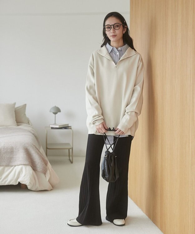 WEGO 【ユニセックス着用ITEM】ミラノリブハーフジッププルオーバー ホワイト