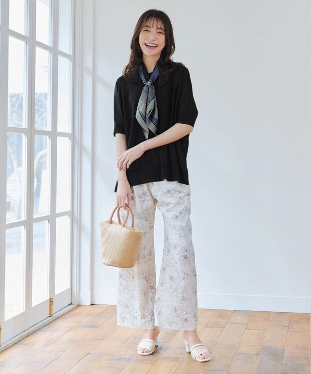 Tiaclasse 【洗える】サラサラUVシアーニットドルマントップス ブラック