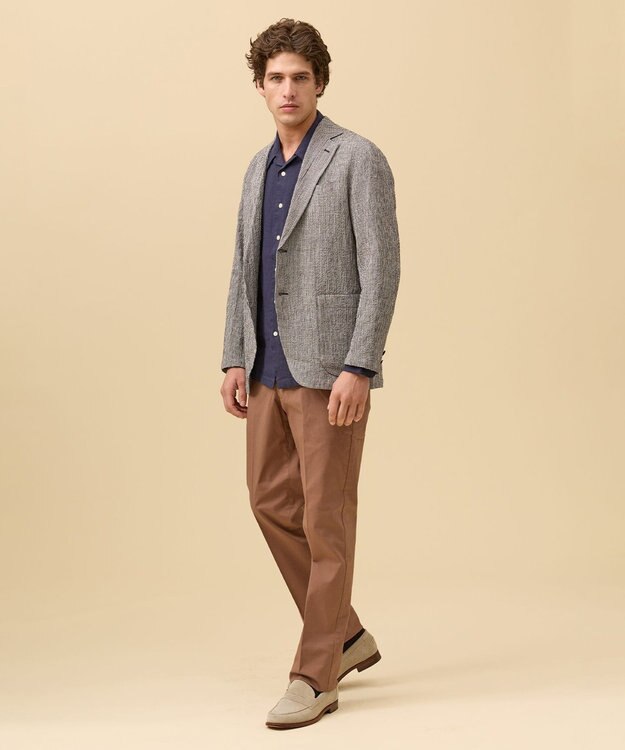 J.PRESS MEN 【SHACKET】ストレッチリネンサッカー ジャケット ブラウン系3