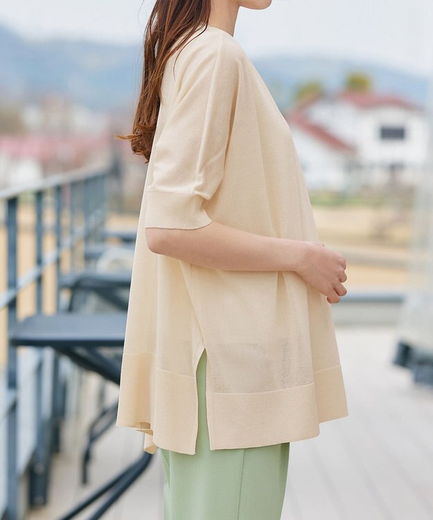 Tiaclasse 【洗える】サラサラUVシアーニットドルマントップス エクリュ