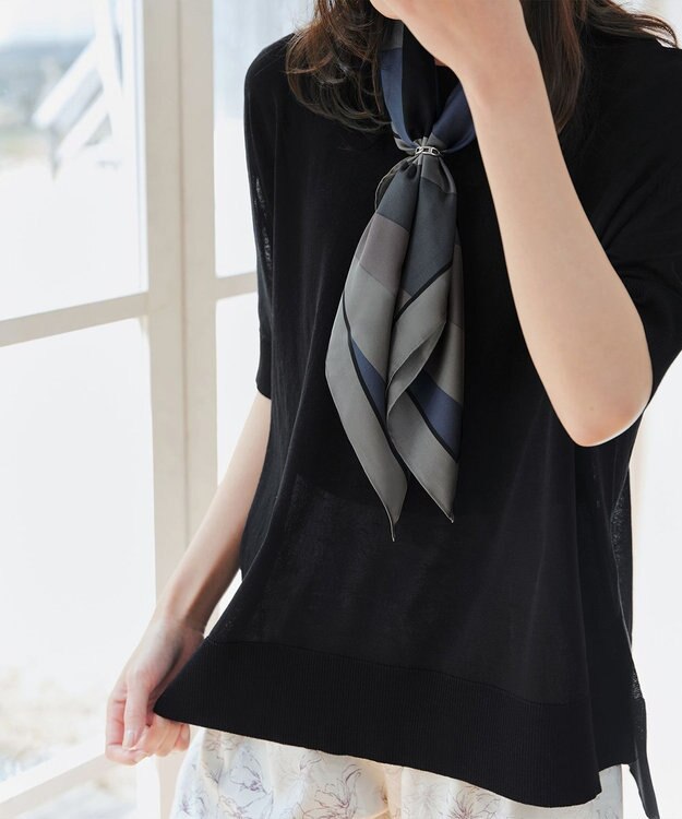 Tiaclasse 【洗える】サラサラUVシアーニットドルマントップス ブラック