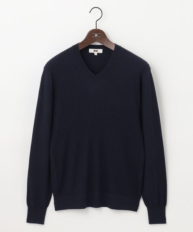 JOSEPH ABBOUD 【チクチクしない/イージーケア/3シーズン対応】 コンフォート Ｖネック セーター ネイビー系