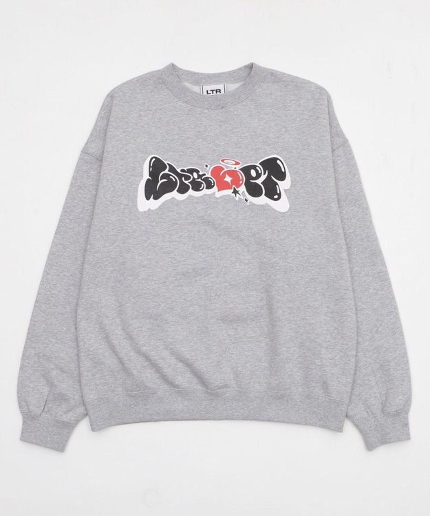 WEGO 【ユニセックス着用ITEM/MLサイズ展開】ハートモチーフプルオーバー 杢グレー