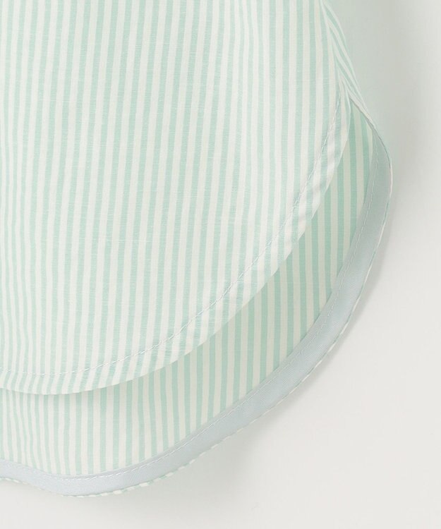 J.PRESS LADIES 【洗える】 コットンアセVis ストライプ バンドカラー ブラウス ライトグリーン系1