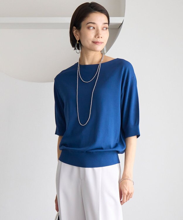 UNFILO スゴ機能 パフスリーブニット ブルー