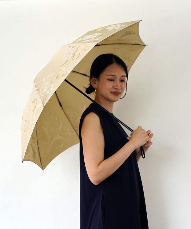 槇田商店 絵おり 百合(ゆり) 折りたたみ傘 クリーム クリーム