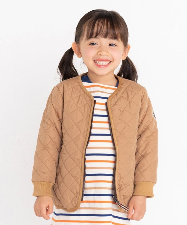 MIKI HOUSE HOT BISCUITS 【80-120cm】 抗菌・抗ウィルス ノーカラー キルティング 中綿ジャンパー