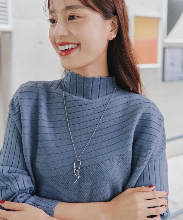 Tiaclasse 【新色追加・洗える】ランダムリブ編みドルマンニットチュニック ブルー