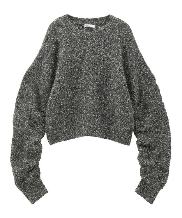 CRAFT STANDARD BOUTIQUE シャーリングスリーブニットプルオーバー Charcoal Gray