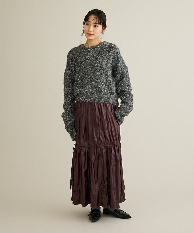 CRAFT STANDARD BOUTIQUE シャーリングスリーブニットプルオーバー Charcoal Gray