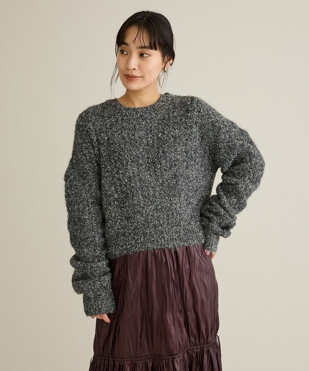 CRAFT STANDARD BOUTIQUE シャーリングスリーブニットプルオーバー Charcoal Gray