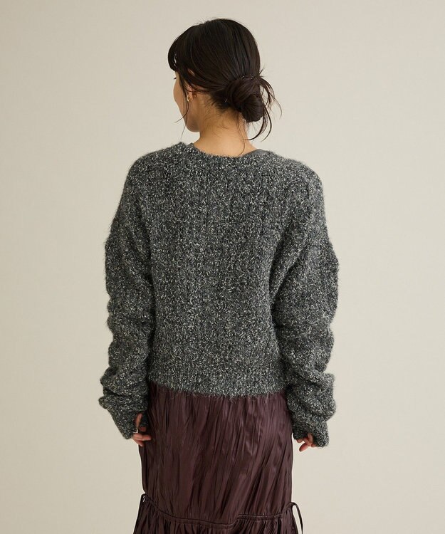 CRAFT STANDARD BOUTIQUE シャーリングスリーブニットプルオーバー Charcoal Gray