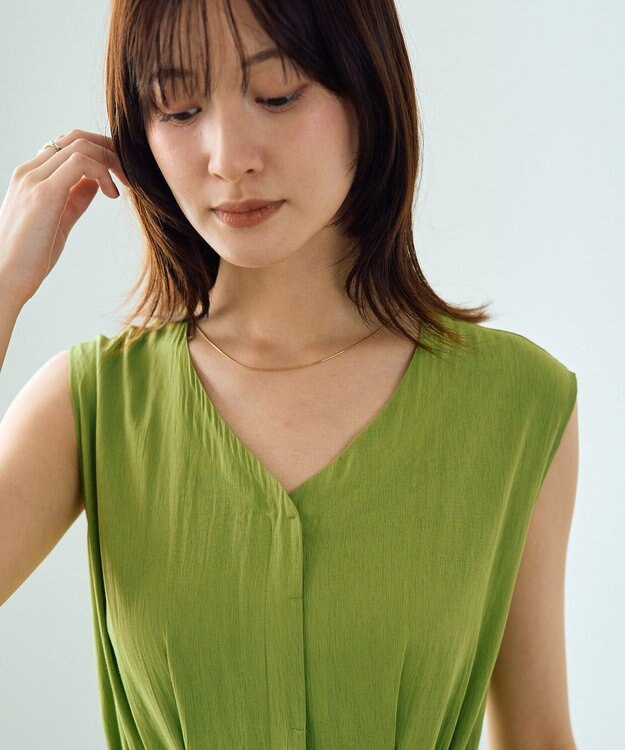 YECCA VECCA ドライタッチシアードロストワンピース Lime Green