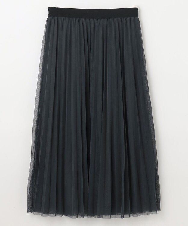 ANY 【ウエストゴム】プリーツチュールスカート チャコール