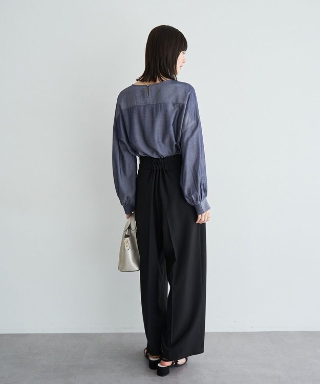 YECCA VECCA 2wayボリューム袖ブラウス Navy