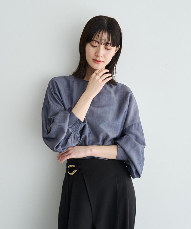 YECCA VECCA 2wayボリューム袖ブラウス Navy