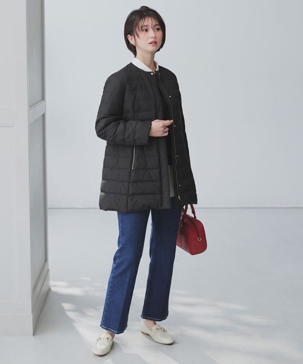 ANY SIS L ニットレイヤード シャツ ツインセット ネイビー×グレージュ