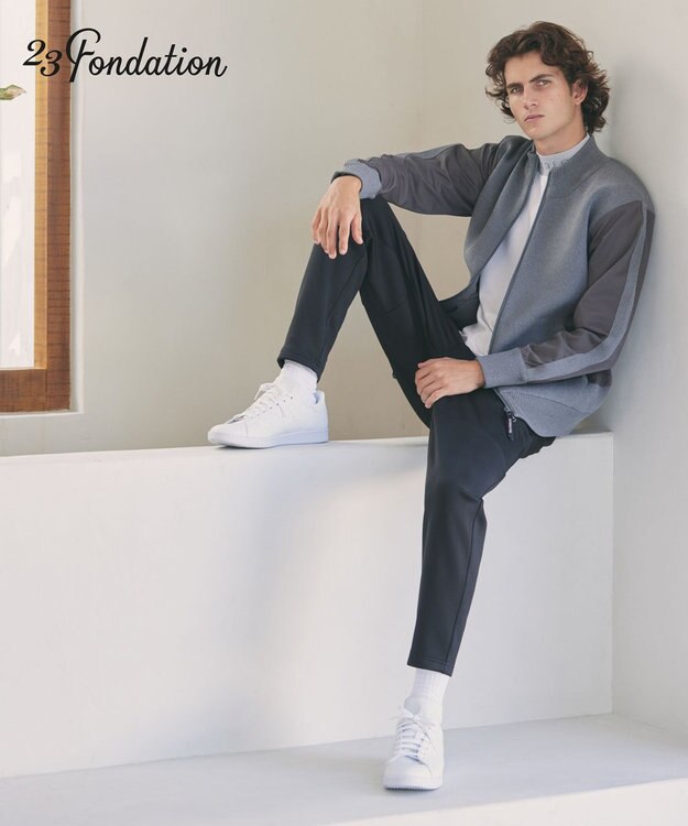 23区GOLF 【23Fondation/MEN】ハイブリッド ニットアウター ライトグレー系
