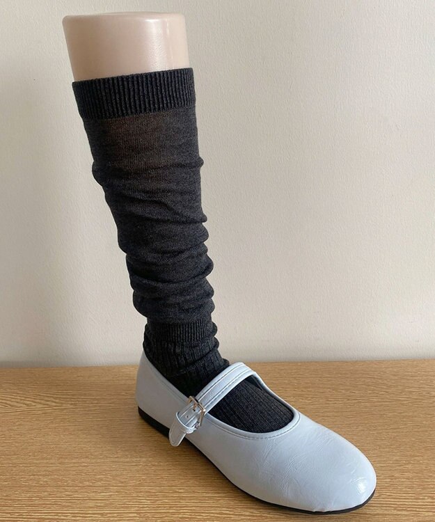 WEGO リブ切替ハイソックス ダークグレー