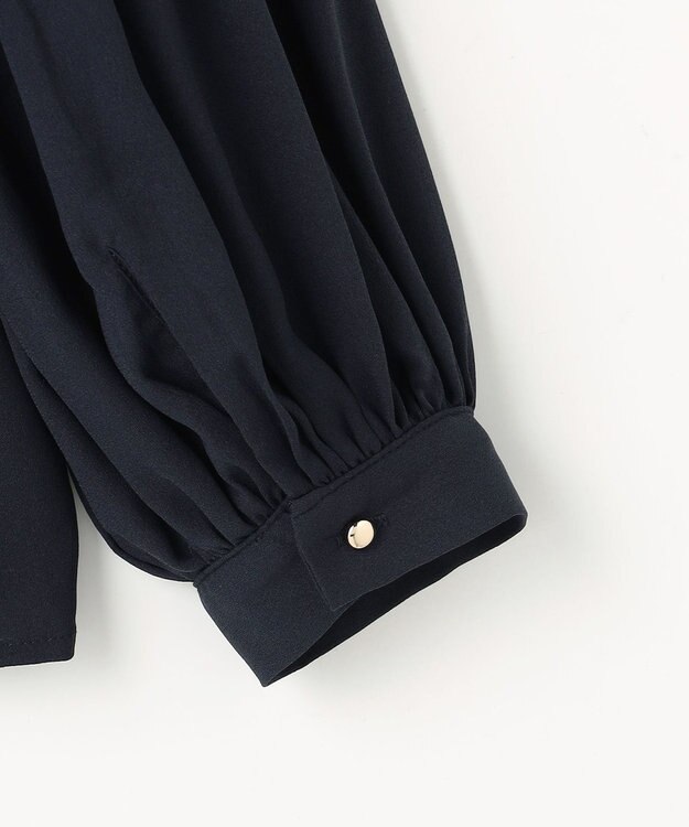 ANY L プリーツブラウス ネイビー